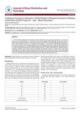 Method of Rough Estimation of Median Lethal Dose (Ld50)