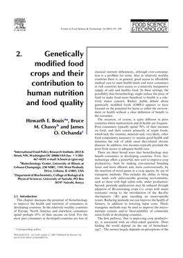 2. Genetically Modified Food Crops and Their Contribution to Human