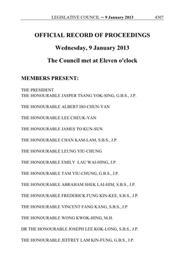 Hansard LEGISLATIVE COUNCIL ─ 9 January 2013 4615