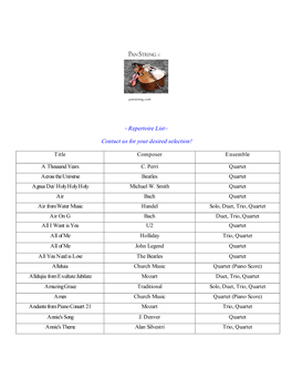 Repertoire List~