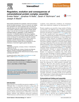 Regulation, Evolution and Consequences of Cotranslational