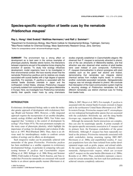 Species-Specific Recognition of Beetle Cues by the Nematode Pristionchus Maupasi