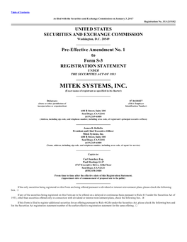 MITEK SYSTEMS, INC. (Exact Name of Registrant As Specified in Its Charter)