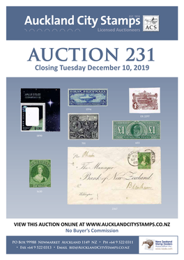 AUCTION 231 Closing Tuesday December 10, 2019