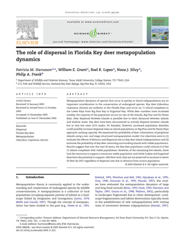 The Role of Dispersal in Florida Key Deer Metapopulation Dynamics