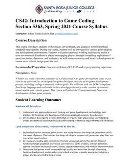 SRJC CS42 5363 Sp 2021 Syllabus Final V2