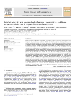 Epiphyte Diversity and Biomass Loads of Canopy Emergent Trees in Chilean Temperate Rain Forests: a Neglected Functional Component