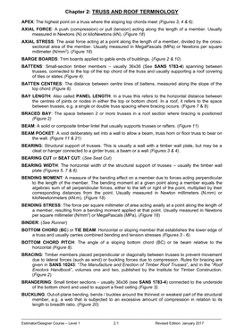 Chapter 2: TRUSS and ROOF TERMINOLOGY