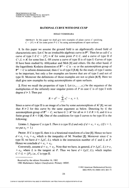 Rational Curve with One Cusp