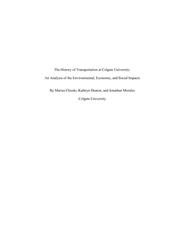 The History of Transportation at Colgate University: an Analysis Of