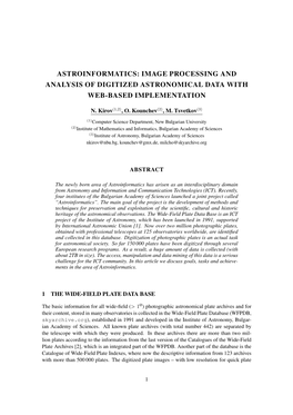 Astroinformatics: Image Processing and Analysis of Digitized Astronomical Data with Web-Based Implementation