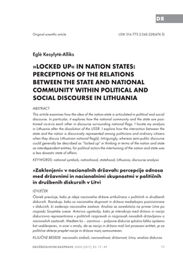 Locked Up« in Nation States: Perceptions of the Relations Between the State and National Community Within Political and Social Discourse in Lithuania