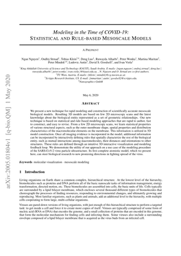 Arxiv:2005.01804V1 [Q-Bio.QM] 1 May 2020