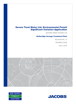 Severn Trent Water Ltd. Environmental Permit Significant Variation Application SEVERN TRENT WATER LTD