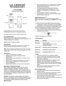 Model 914-604 Infra-Red Thermometer