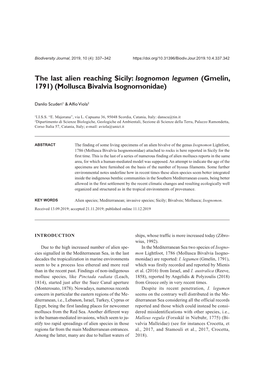 The Last Alien Reaching Sicily: Isognomon Legumen (Gmelin, 1791) (Mollusca Bivalvia Isognomonidae)