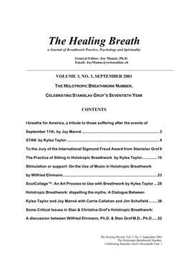 The Healing Breath a Journal of Breathwork Practice, Psychology and Spirituality