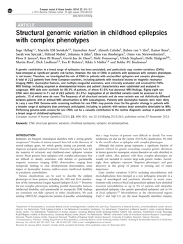 Structural Genomic Variation in Childhood Epilepsies with Complex Phenotypes