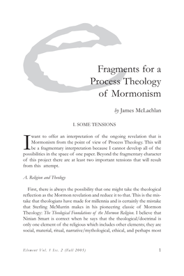 Fragments for a Process Theology of Mormonism