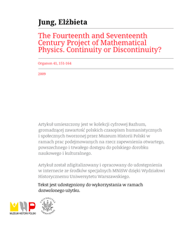 The Fourteenth and Seventeenth Century Project of Mathematical Physics