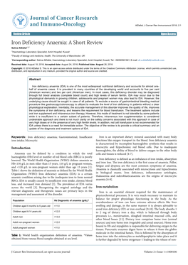 Iron Deficiency Anaemia