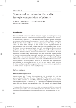 Sources of Variation in the Stable Isotopic Composition of Plants*