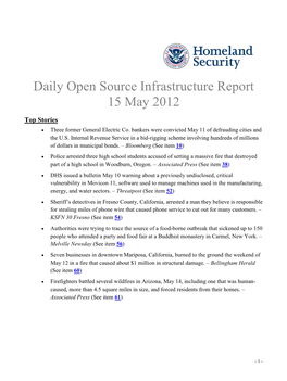 Department of Homeland Security Daily Open Source Infrastructure