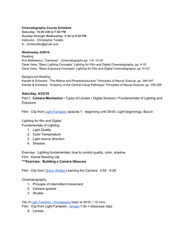 Camera Mechanics​• Types of Lenses • Digital Sensors • Fundamentals of Lighting and Exposu