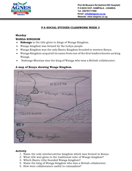 P.6 SOCIAL STUDIES CLASSWORK WEEK 3 Monday WANGA