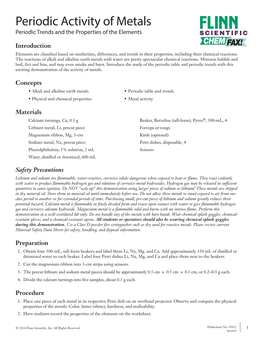 Periodic Activity of Metals Periodic Trends and the Properties of the Elements SCIENTIFIC