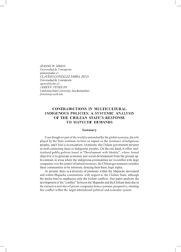 Contradictions in Multicultural Indigenous Policies: a Systemic Analysis of the Chilean State’S Response to Mapuche Demands