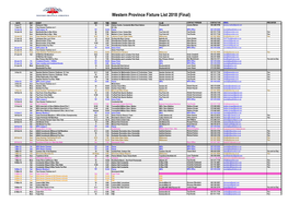 Western Province Fixture List 2018 (Final)