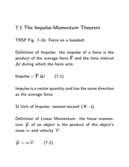 7.1 the Impulse-Momentum Theorem