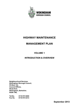 Highway Maintenance Management Plan
