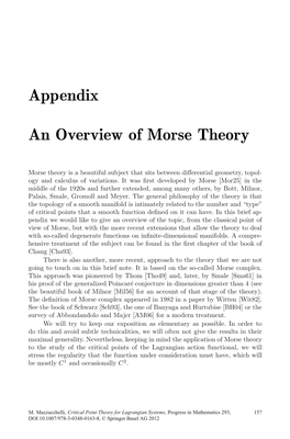 Appendix an Overview of Morse Theory