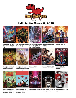 Pull List for March 6, 2019