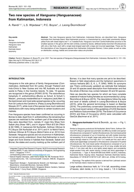 Two New Species of Hanguana (Hanguanaceae) from Kalimantan, Indonesia