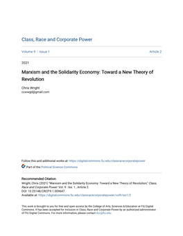 Marxism and the Solidarity Economy: Toward a New Theory of Revolution