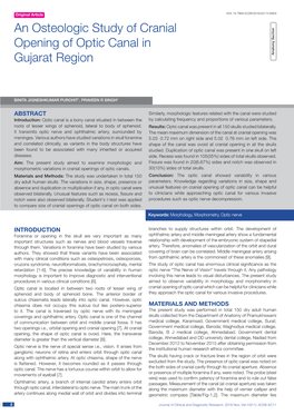 An Osteologic Study of Cranial Opening of Optic Canal in Gujarat Region