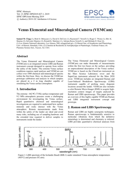 Venus Elemental and Mineralogical Camera (Vemcam)