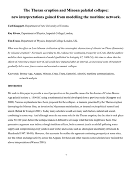 The Theran Eruption and Minoan Palatial Collapse: New Interpretations Gained from Modelling the Maritime Network