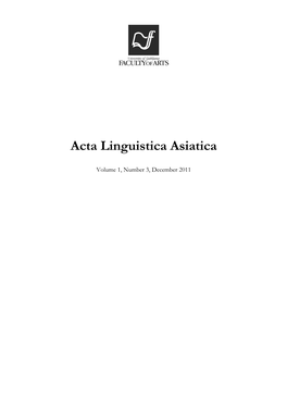 Acta Linguistica Asiatica