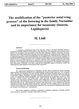 "Posterior Notal Wing Process" of the Forewing in the Family Noctuidae and Its Importance for Taxonomy (Insecta, Lepidoptera)