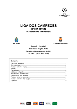 Liga Dos Campeões Época 2011/12 Dossier De Imprensa