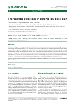 ﻿Therapeutic Guidelines in Chronic Low Back Pain