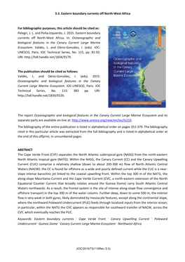 Eastern Boundary Currents Off North-West Africa; Oceanographic