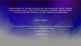 Appointment of Senior Officials in the European Union; Theory