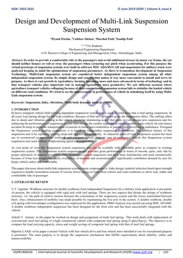 Design and Development of Multi-Link Suspension Suspension System