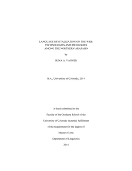 Language Revitalization on the Web: Technologies and Ideologies Among the Northern Arapaho