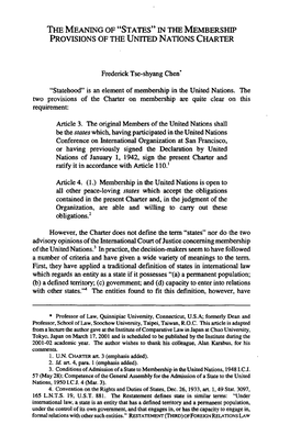 "States" in the Membership Provisions of the United Nations Charter